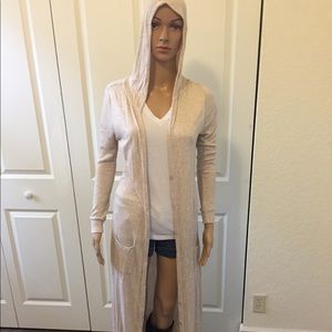 Maxi Cream Cardigan w/Hoodie